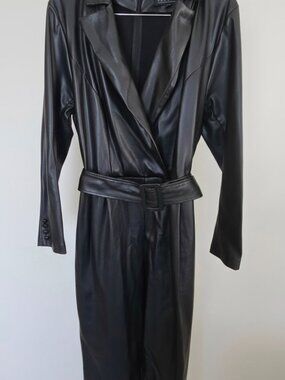 Long Sleeve black faux leather jumpsiut